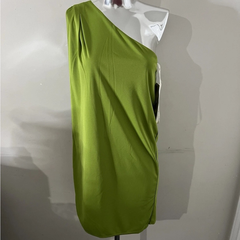 Boston Proper Green Asymmetrical One-Shoulder Cocktail Dress